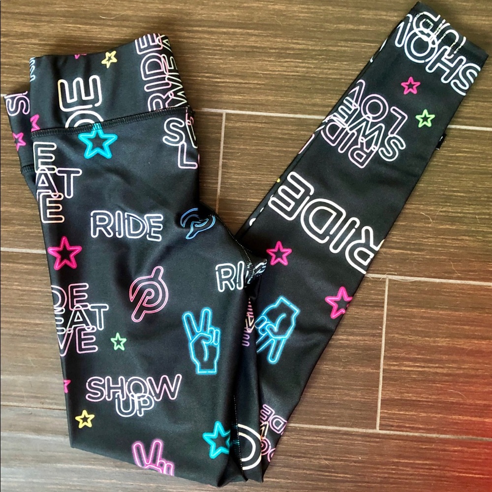 Peloton x Terez 90s Leggings Peace Neon Lights Size Large Together We Ride